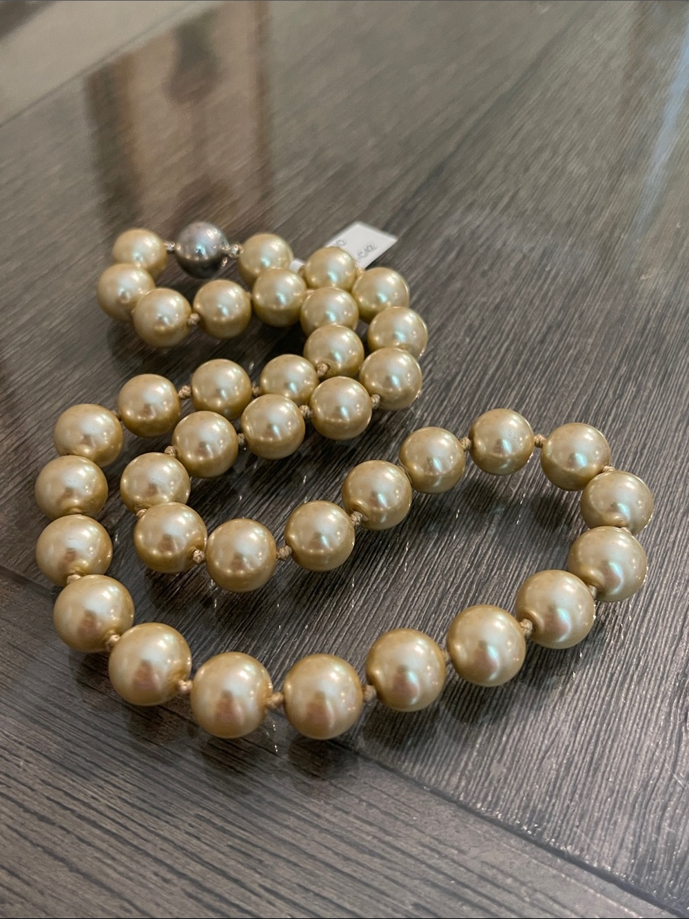 Murano Glass Faux Champagne Colored Glass Pearls, Approx 20 1/2”